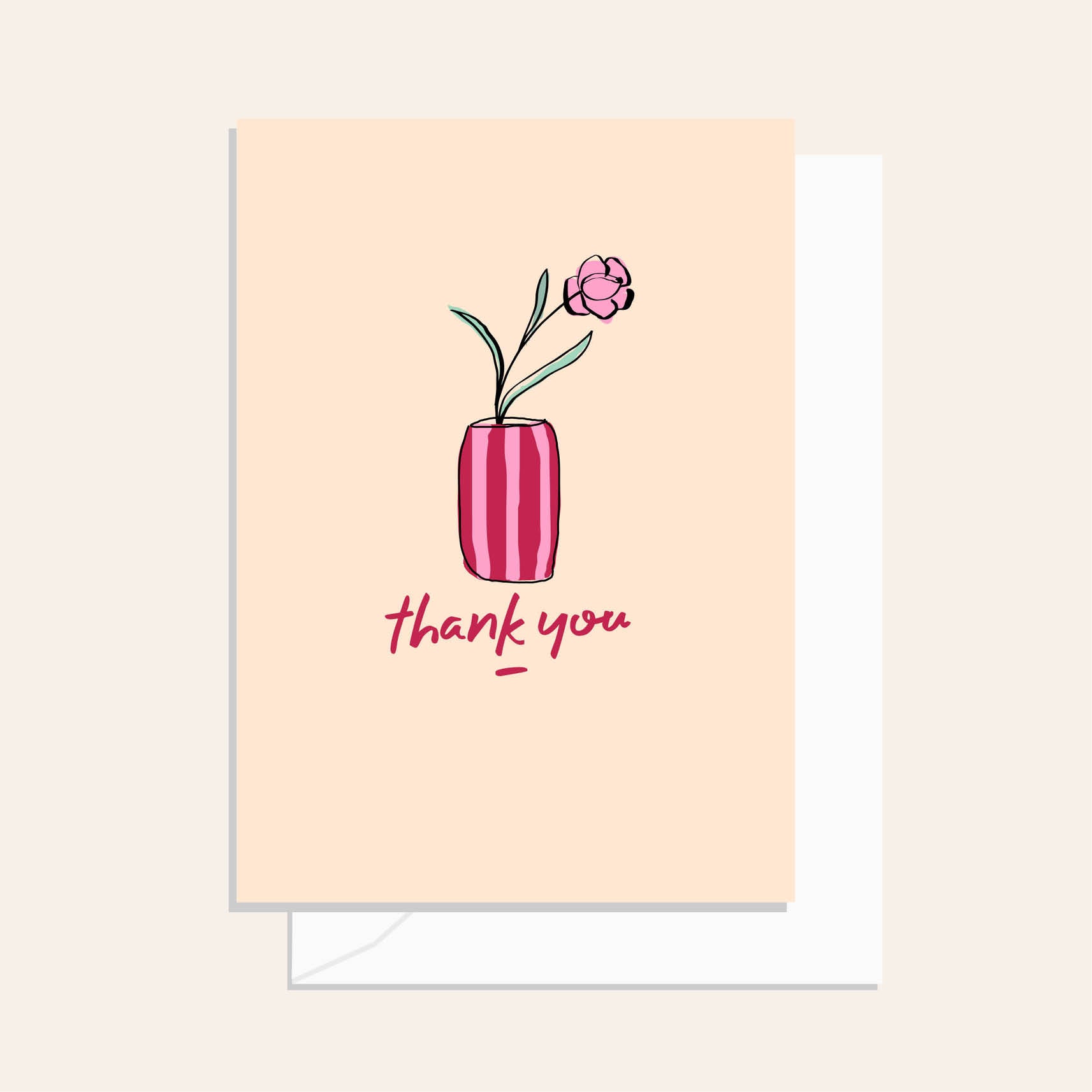 Flower Vase Cherry Stripe Card
