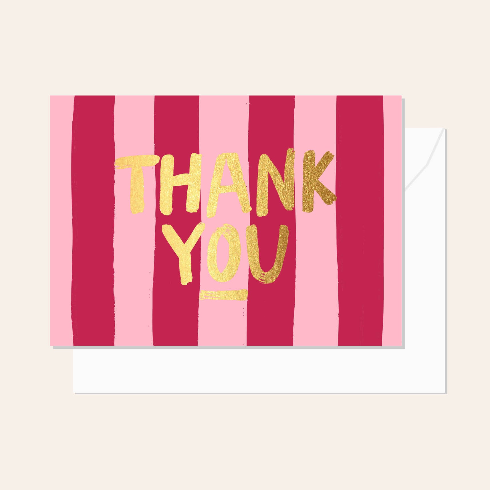 Brushy Thank You Cherry Stripe Greeting Card