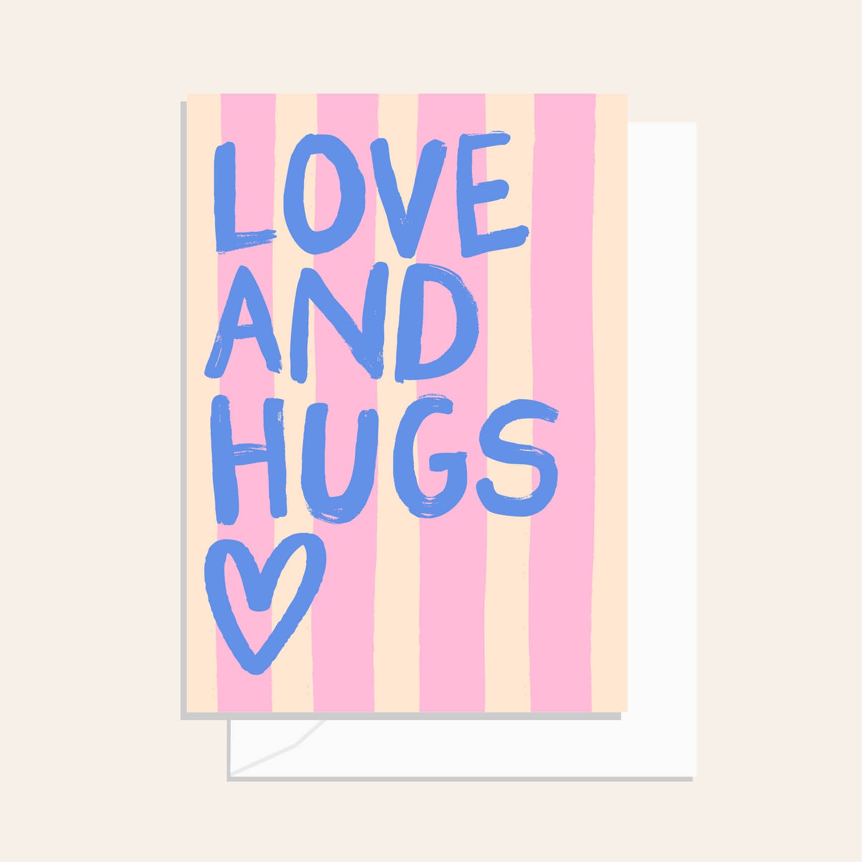 Brushy Love and Hugs Stripe Greeting Card
