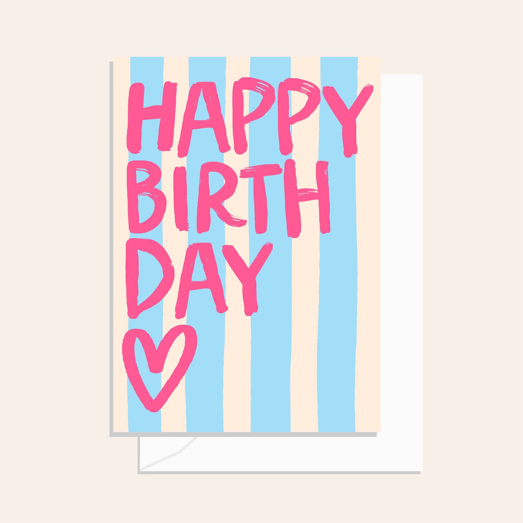 Brushy Birthday Blue Stripe Greeting Card