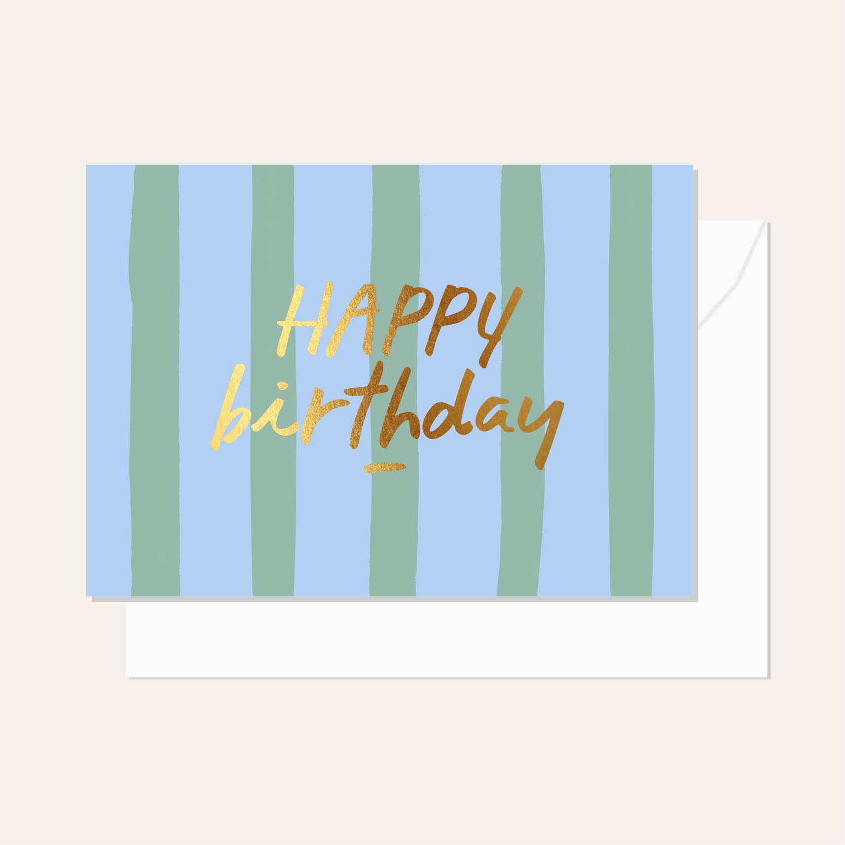 Birthday Stripe Sage Card