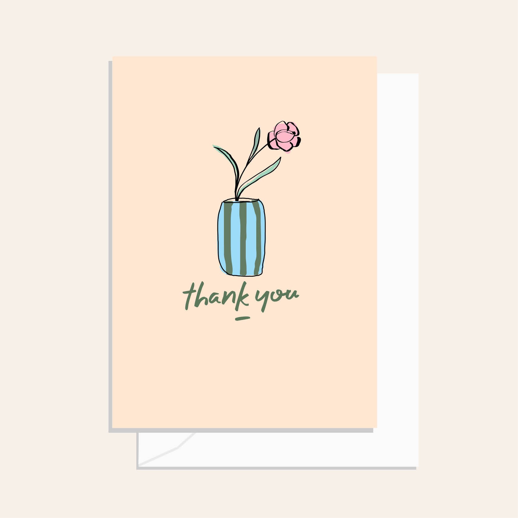 Flower Vase Olive Stripe Card