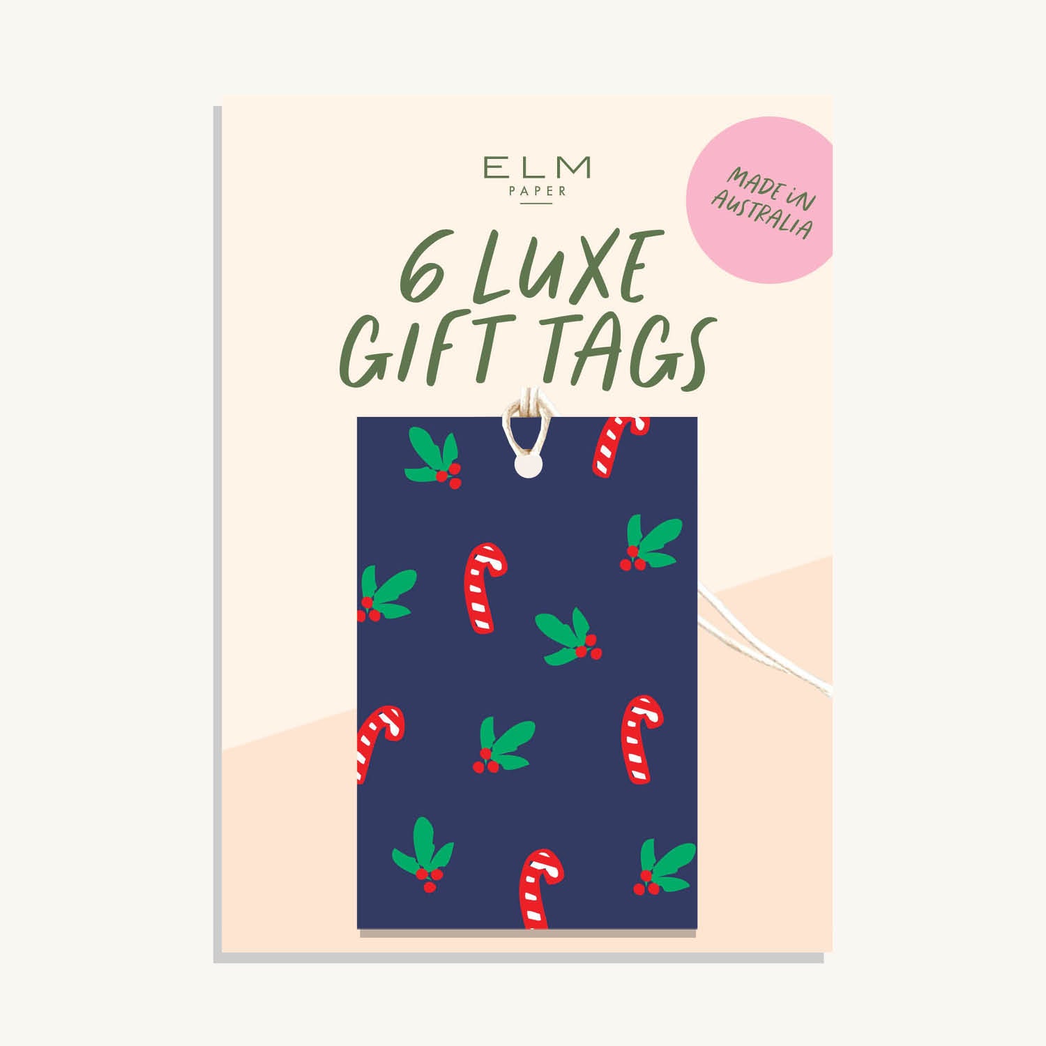Pack of 6 Candy Cane Gift Tags