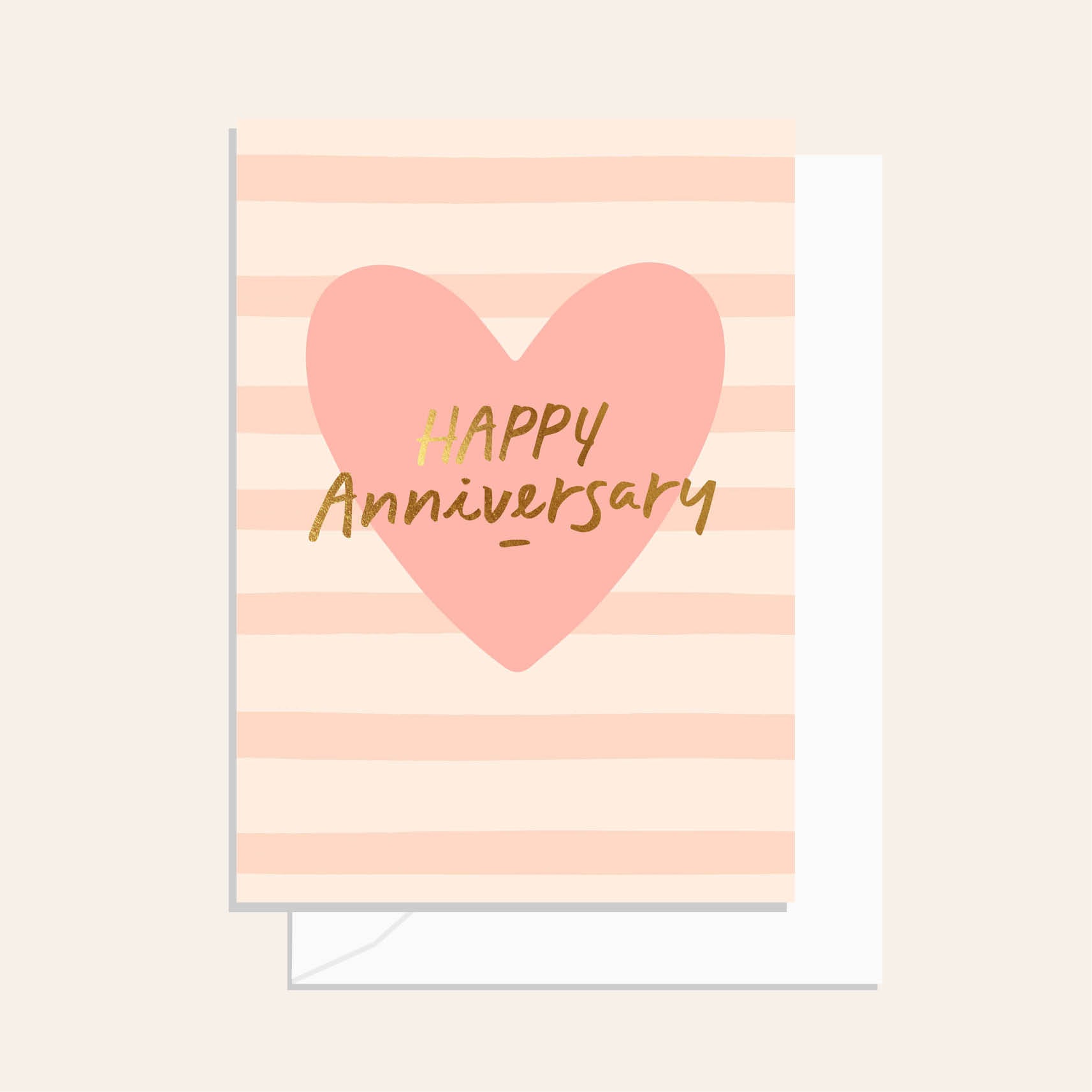 Happy Anniversary Heart Dusty Pink Card