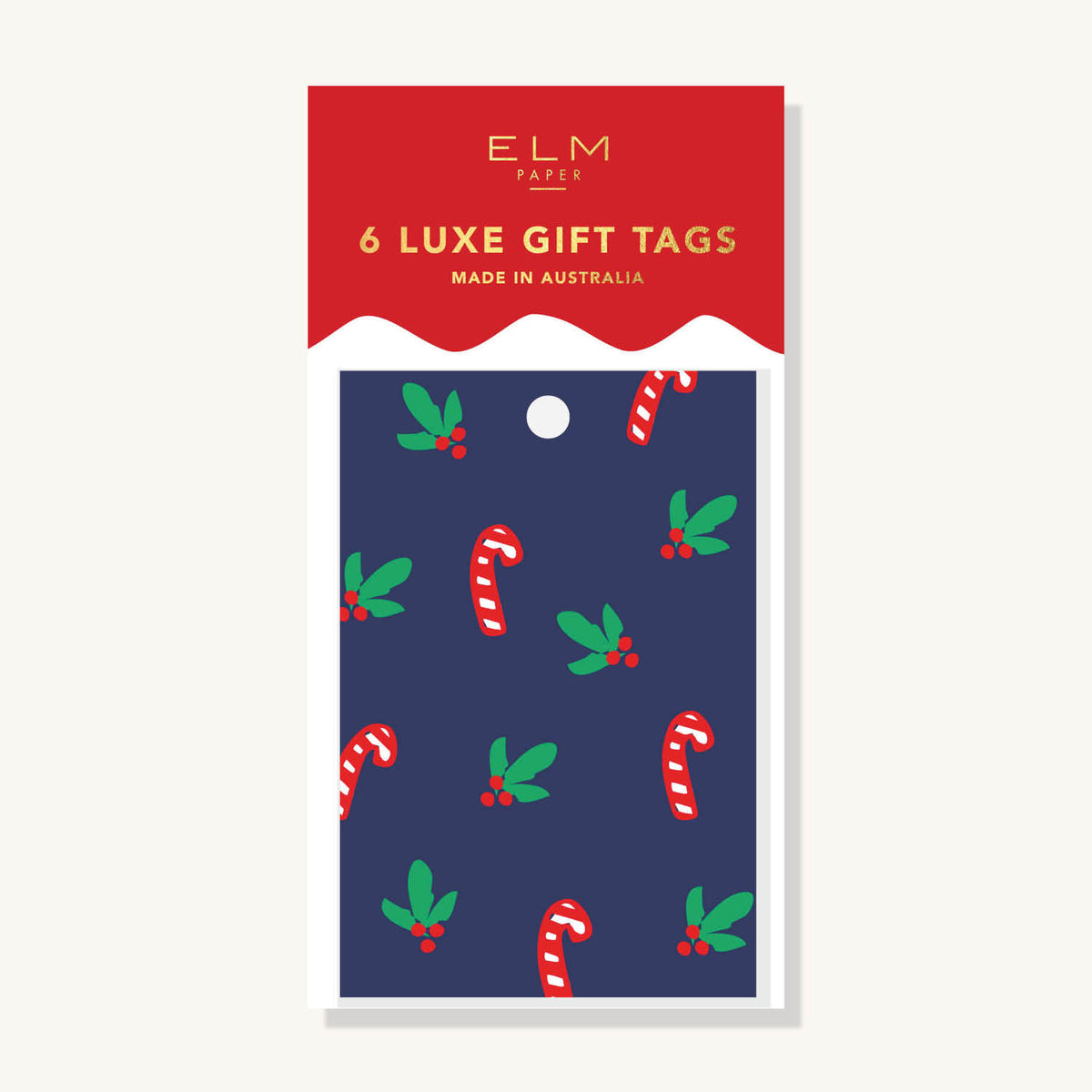 Pack of 6 Candy Cane Gift Tags