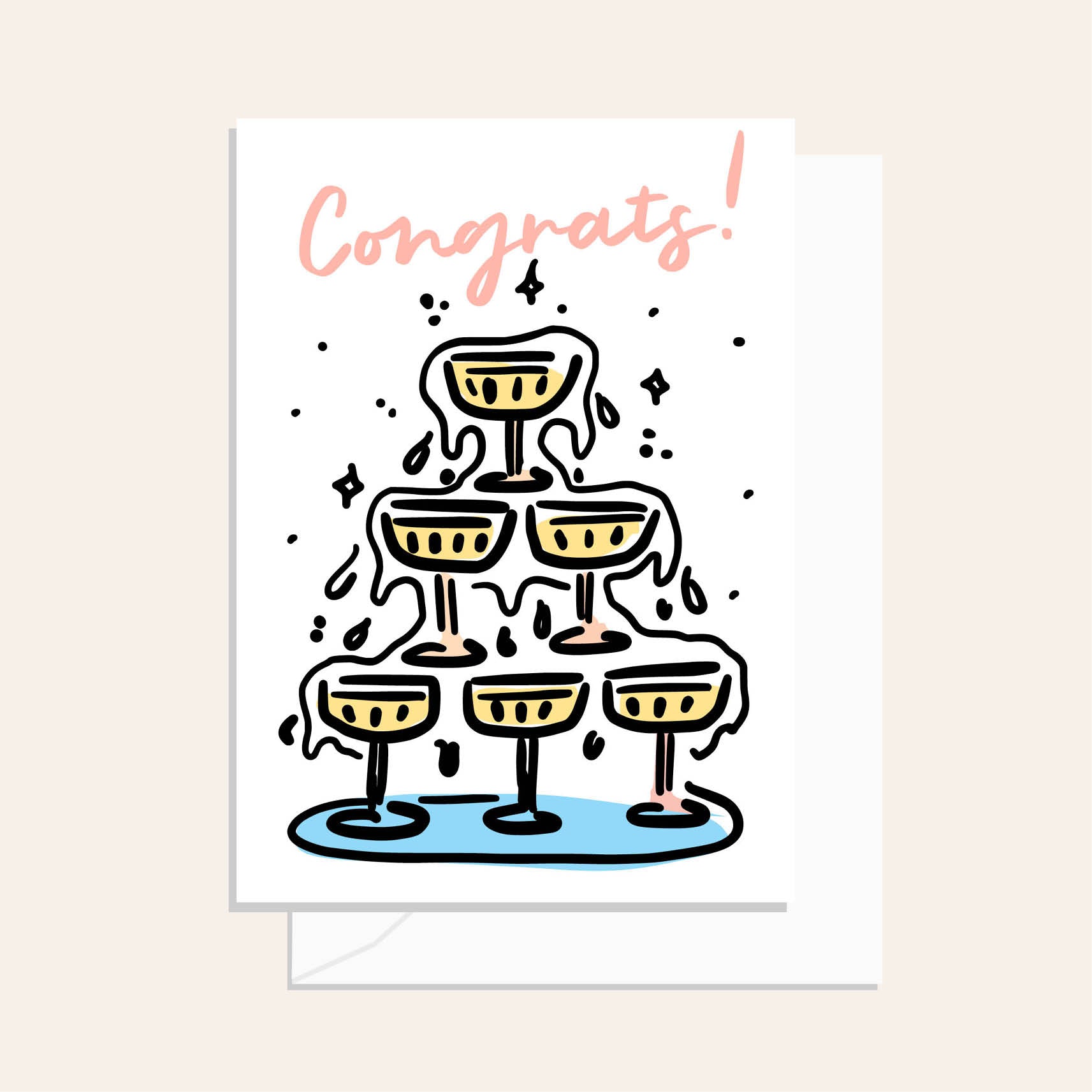 Congrats Champagne Tower Card
