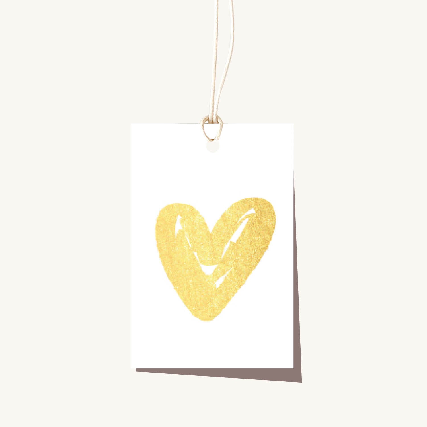 Brushy Gold Heart Tag