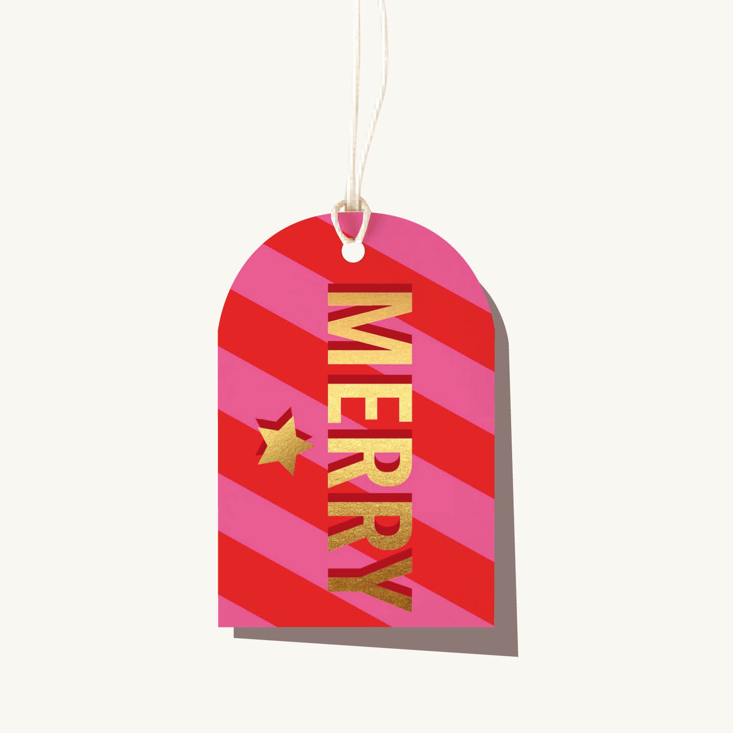 Neon Merry Stripe Gift Tag