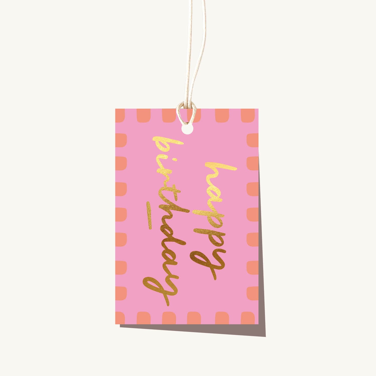 Birthday Scallop Pink Gift Tag