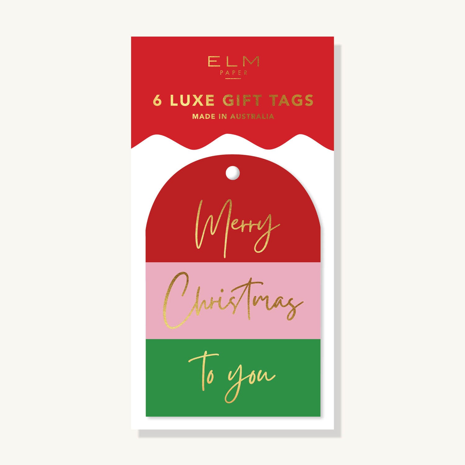 Christmas Colour Stripe 6 Pack of Gift Tags