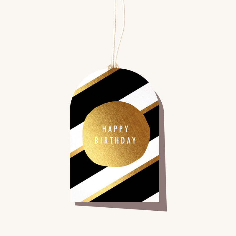 Black Stripe Birthday Gift Tag