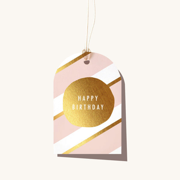 Blush Stripe Birthday Gift Tag